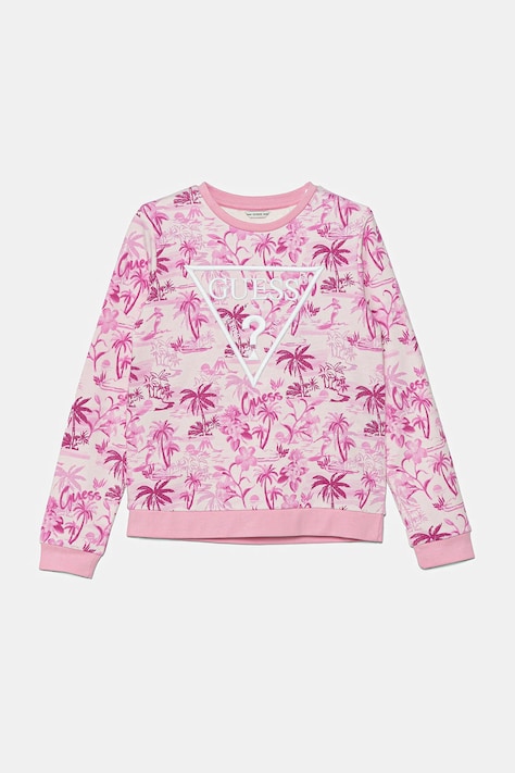 Детски памучен суичър Guess в розово с десен J5GQ01 KA6R4