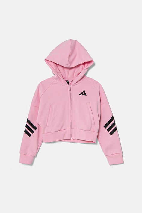 adidas bluza copii culoarea roz, cu glugă, cu imprimeu, JD1300