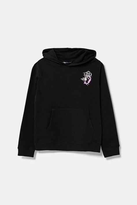 Dětská bavlněná mikina The North Face GRAPHIC RELAXED HOODIE černá barva, s kapucí, s potiskem, NF0A8AXRJK31