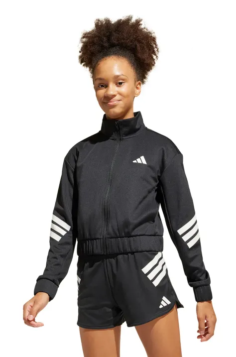 Dětská mikina adidas černá barva, s potiskem, JJ4973