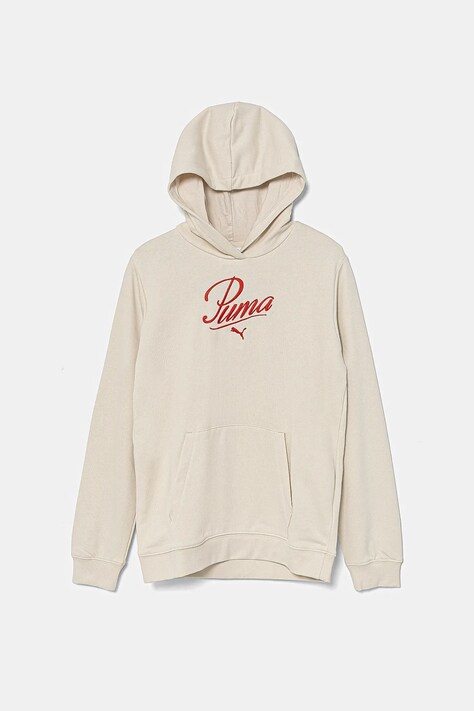 Дитяча кофта Puma ESS SCRIPT Hoodie TR колір бежевий з капюшоном з аплікацією 685806