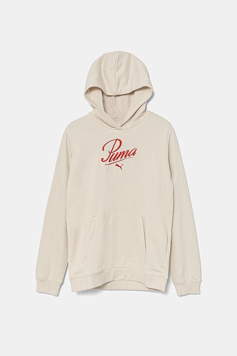 Παιδική μπλούζα Puma ESS SCRIPT Hoodie TR χρώμα: μπεζ, με κουκούλα, 685806