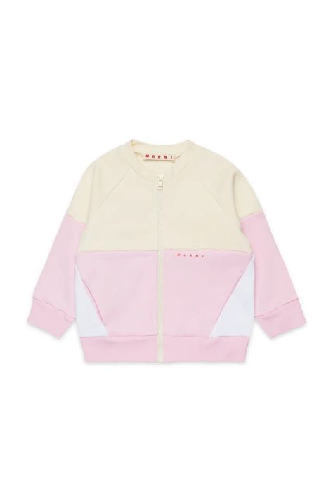 Pamučna dukserica za bebe Marni MS305B SWEAT-SHIRT boja: ružičasta, bez uzorka, M01389