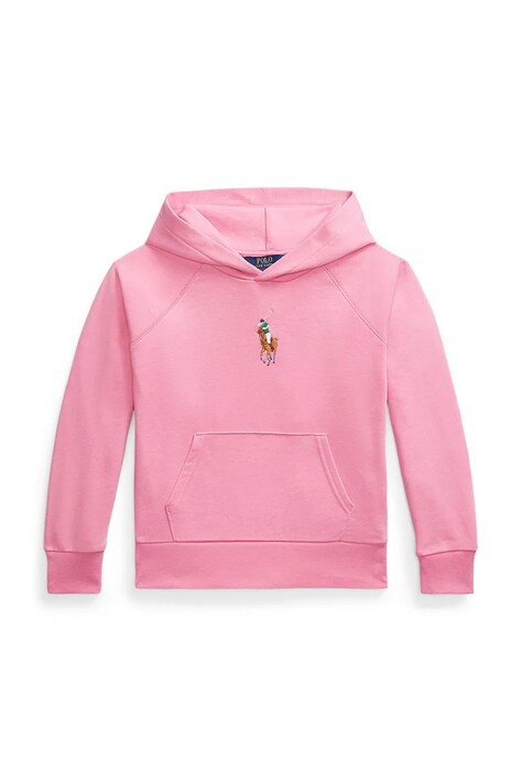 Παιδική μπλούζα Polo Ralph Lauren χρώμα: ροζ, με κουκούλα, 313965121001