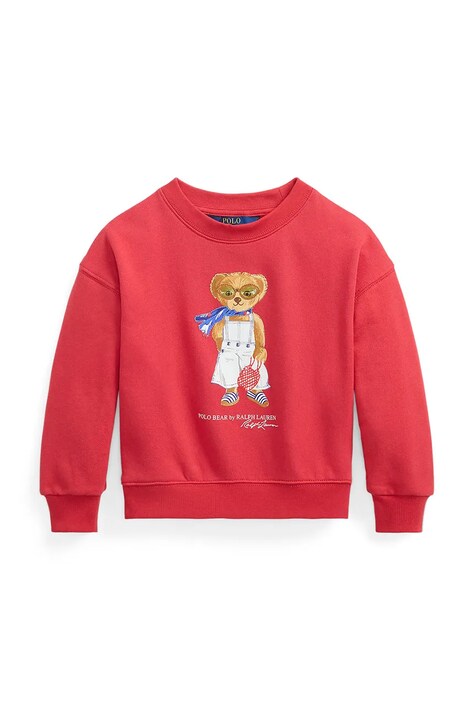 Dětská bavlněná mikina Polo Ralph Lauren červená barva, s potiskem, 312965228001