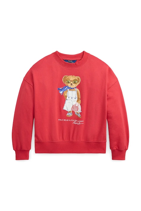 Polo Ralph Lauren hanorac de bumbac pentru copii culoarea rosu, cu imprimeu, 313965228001
