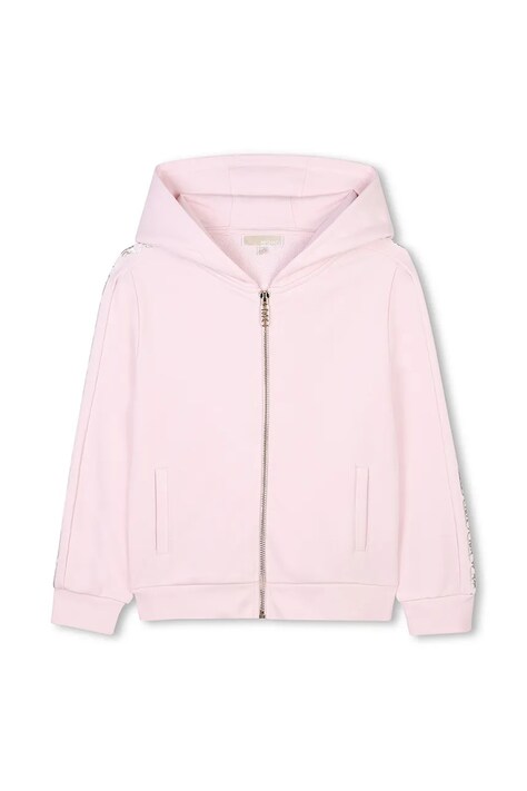 Дитяча бавовняна кофта Michael Kors колір рожевий з капюшоном з аплікацією R30327