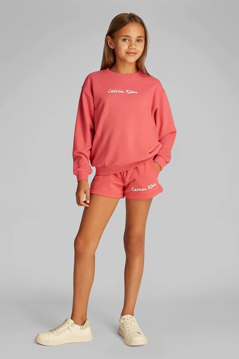 Dětská mikina Calvin Klein Jeans růžová barva, s potiskem, IG0IG02852