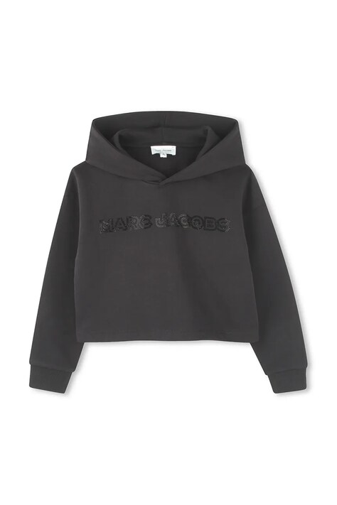Marc Jacobs hanorac de bumbac pentru copii culoarea negru, cu glugă, cu imprimeu, W60536