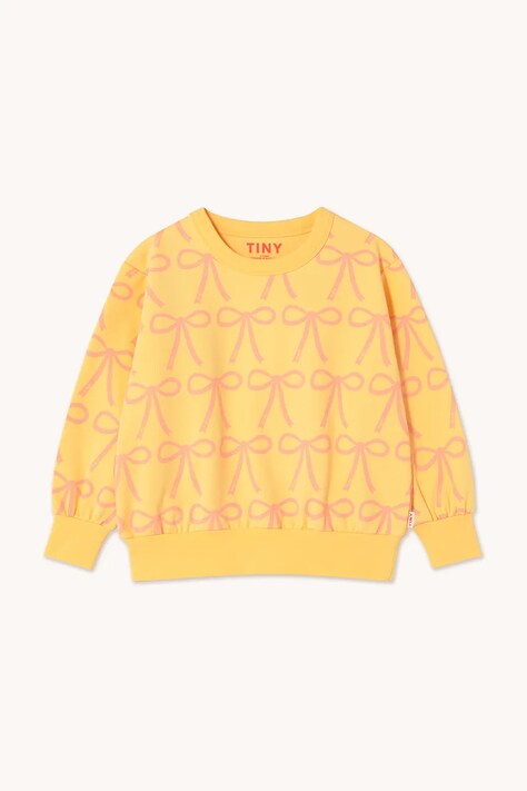 Tinycottons bluza copii BOWS SWEATSHIRT culoarea galben, modelator, SS25-056