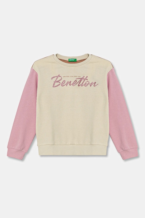 Дитяча бавовняна кофта United Colors of Benetton колір бежевий з принтом 3J68C10MX