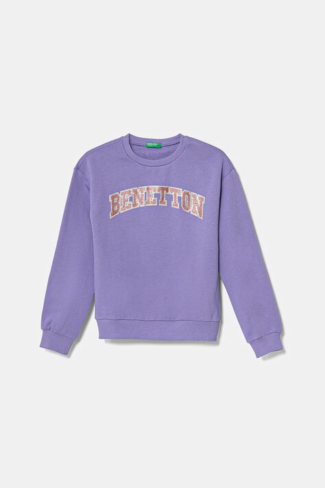 Детская хлопковая кофта United Colors of Benetton цвет фиолетовый с принтом 3J68C10MX