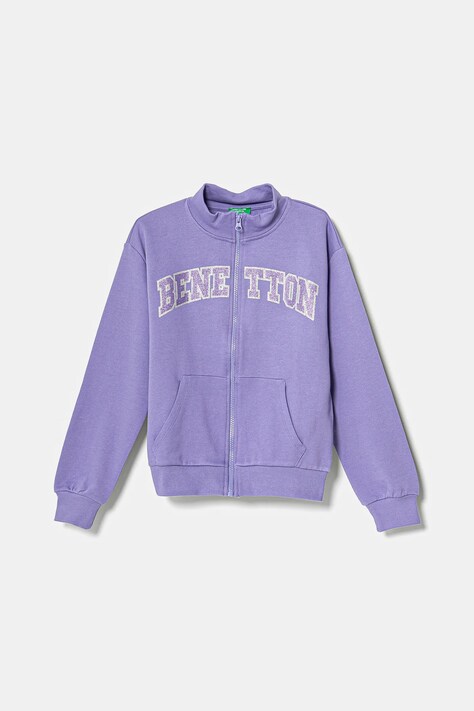 Παιδική βαμβακερή μπλούζα United Colors of Benetton χρώμα: μοβ, 3J68C504N