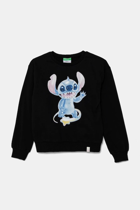 Детски памучен суичър United Colors of Benetton в черно с принт 3PQMC10MU