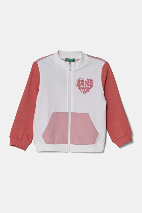 United Colors of Benetton hanorac de bumbac pentru copii culoarea alb, modelator, 3J70G503N
