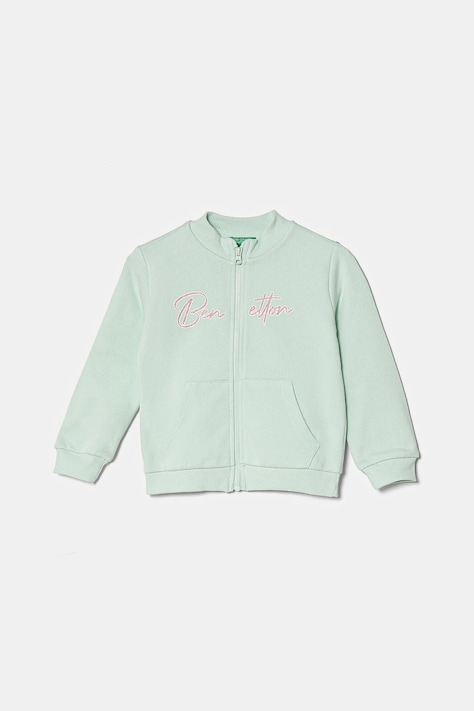 Dětská bavlněná mikina United Colors of Benetton zelená barva, vzorovaná, 3J70G503N