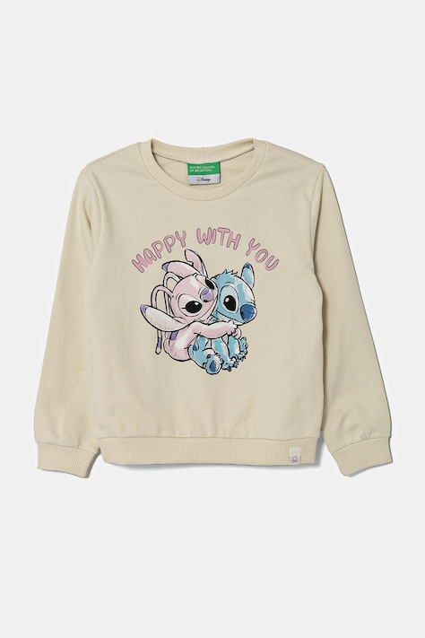 Παιδική βαμβακερή μπλούζα United Colors of Benetton x Disney χρώμα: μπεζ, 3PQMG10HP