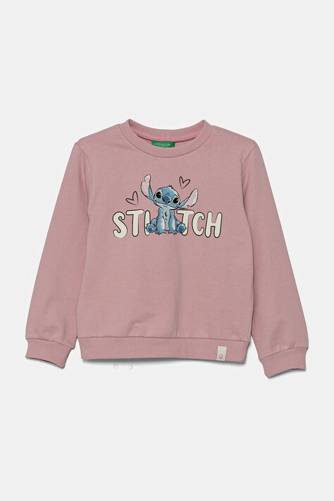 Дитяча бавовняна кофта United Colors of Benetton x Disney колір рожевий з принтом 3PQMG10HP