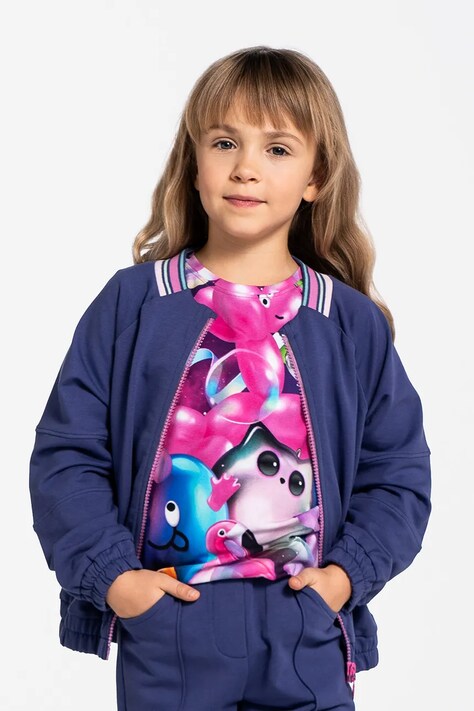 Dětská mikina Coccodrillo modrá barva, hladká, COSMIC GIRL KIDS