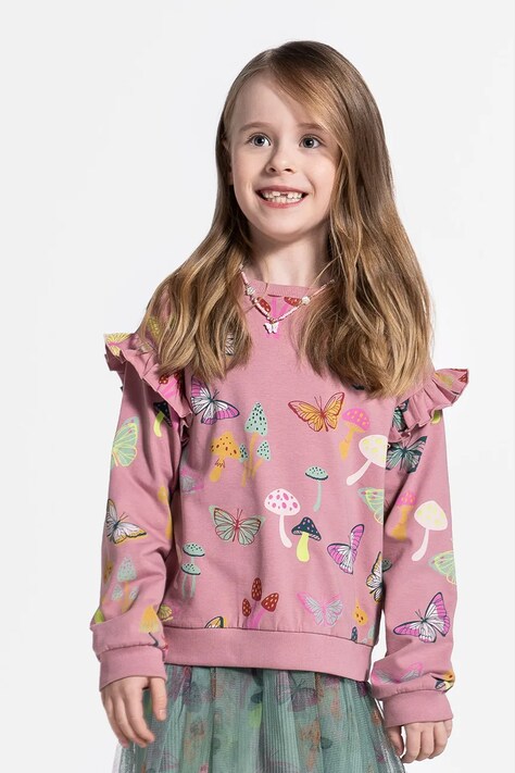 Детски суичър Coccodrillo в розово с десен DREAM DIARIES GIRL KIDS