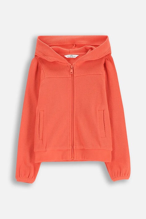 Кофта Coccodrillo цвет красный с капюшоном однотонная TROPICAL STORY GIRL KIDS