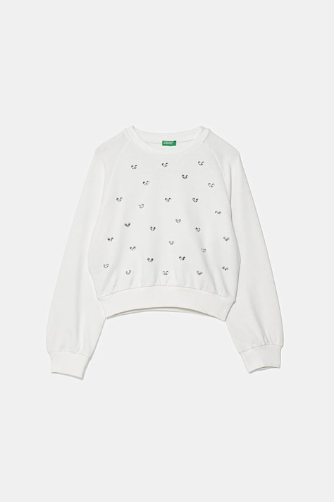 United Colors of Benetton bluza bawełniana dziecięca kolor biały z aplikacją 3J70C10O2