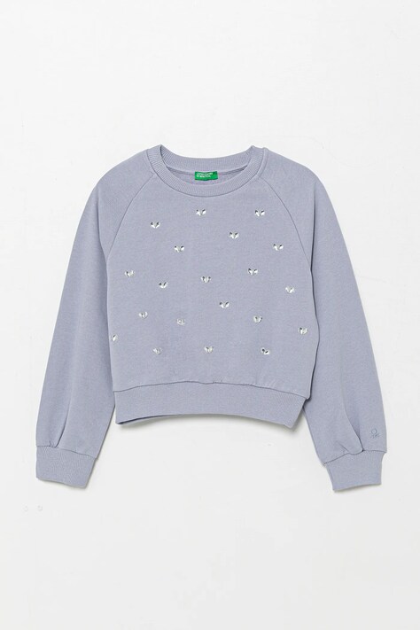 Детски памучен суичър United Colors of Benetton в синьо с апликация 3J70C10O2