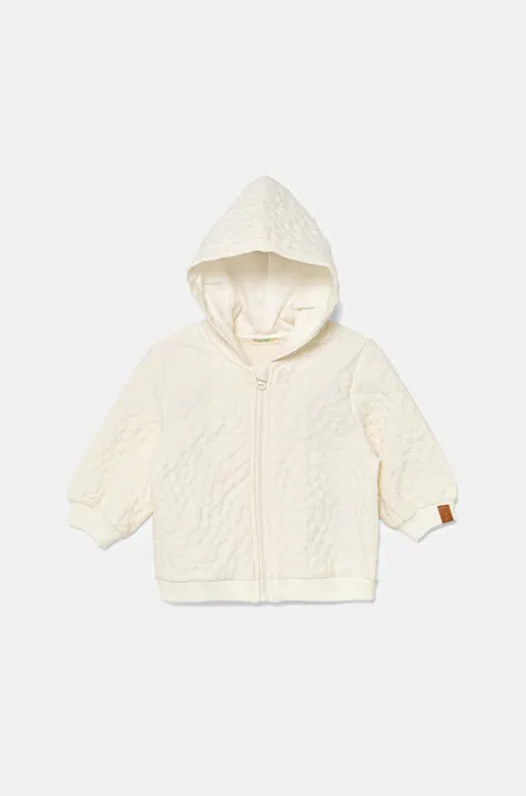 Детски суичър United Colors of Benetton в бежово с качулка с изчистен дизайн 3JEXA501L
