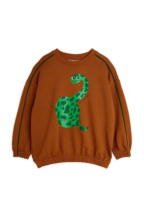 Mini Rodini hanorac de bumbac pentru copii Snake culoarea maro, cu imprimeu, 2512013916