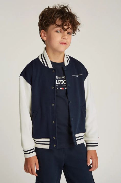 Tommy Hilfiger bluza dziecięca kolor granatowy gładka KS0KS00624