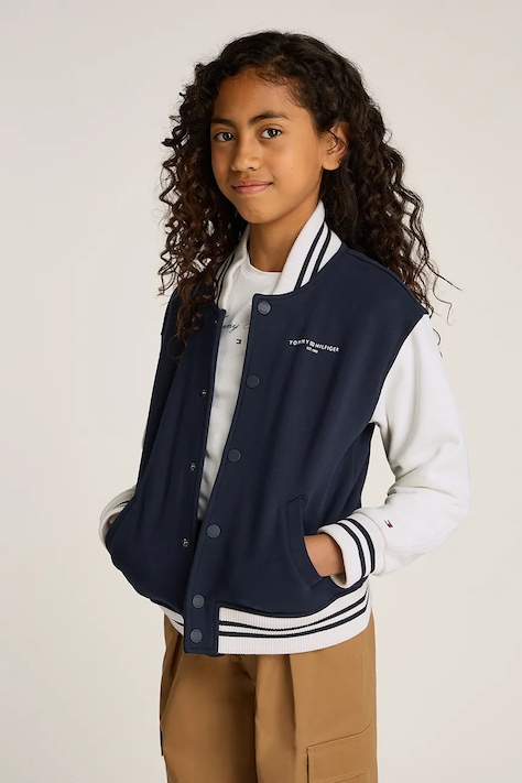 Dětská mikina Tommy Hilfiger tmavomodrá barva, hladká, KS0KS00624