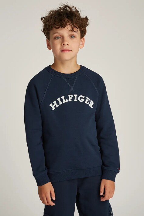 Tommy Hilfiger bluza bawełniana dziecięca kolor granatowy z nadrukiem KS0KS00626