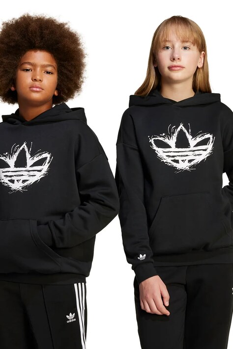 Παιδική μπλούζα adidas Originals χρώμα: μαύρο, με κουκούλα, JD0365