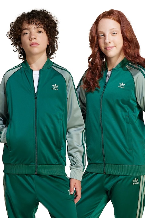 Dětská mikina adidas Originals zelená barva, vzorovaná, JD1611