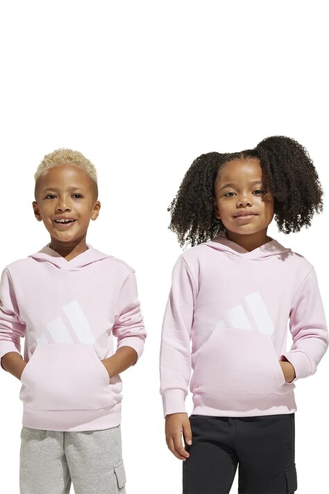 Dětská mikina adidas růžová barva, s kapucí, s potiskem, JC9722