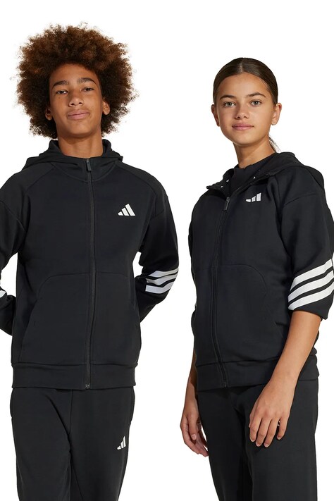 adidas bluza copii culoarea negru, cu glugă, cu imprimeu, JJ4801