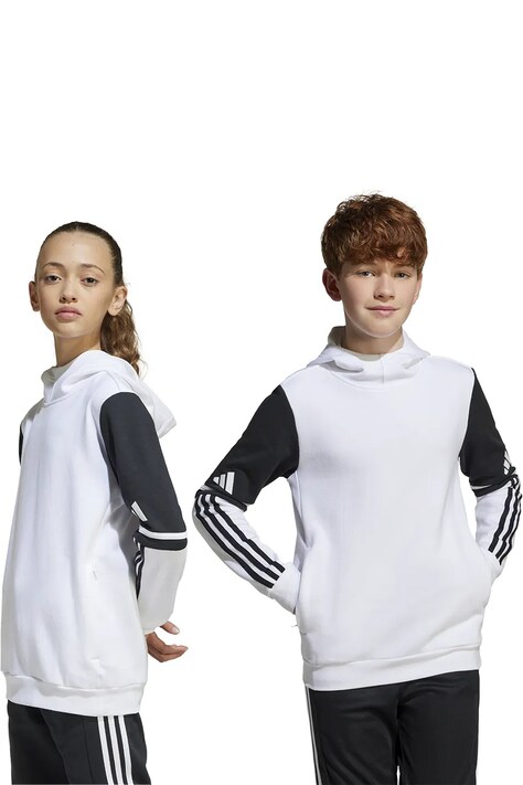 Дитяча кофта adidas Performance колір білий з капюшоном візерунок JD4807