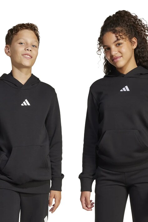 Дитяча кофта adidas колір чорний з капюшоном однотонна JC9772