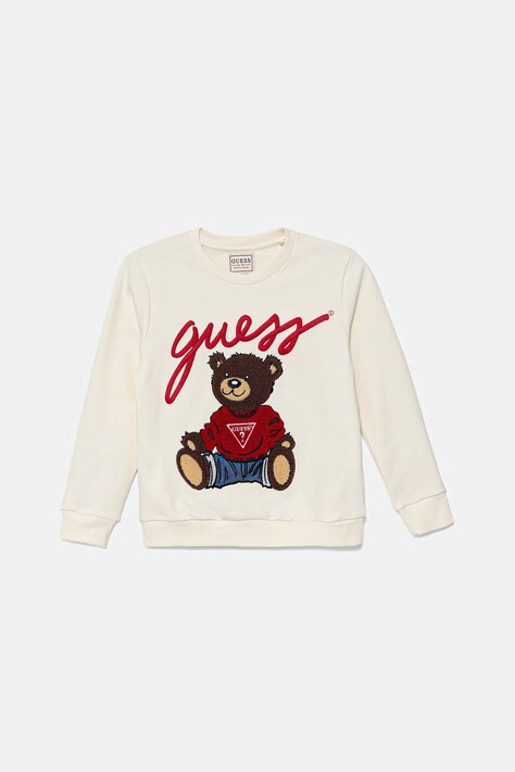 Детская хлопковая кофта Guess цвет бежевый с аппликацией H5RT01 KAD74