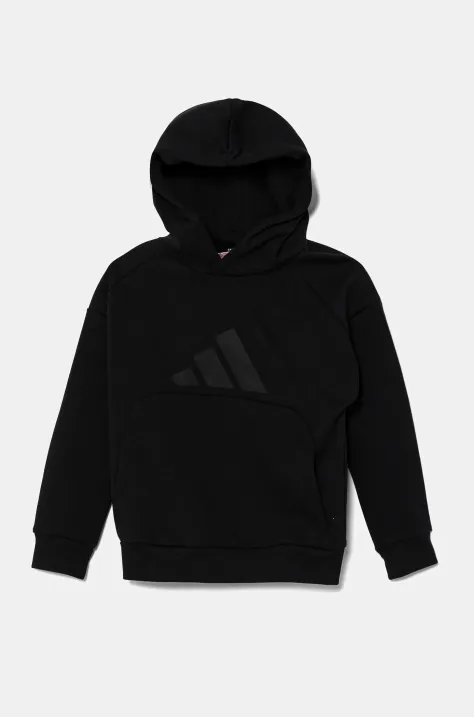 Детская кофта adidas цвет чёрный с капюшоном с принтом JJ4784