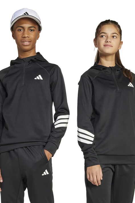 Кофта adidas колір чорний з капюшоном з аплікацією JD0104