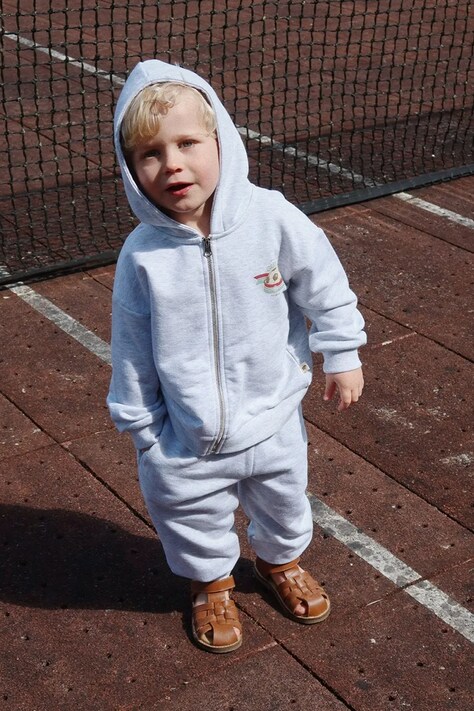 Дитяча кофта Konges Sløjd LOU HOODIE OCS колір сірий з капюшоном з принтом KS103005