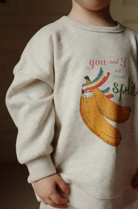 Detská bavlnená mikina Konges Sløjd LOUPY LOU SWEAT SHIRT GOTS béžová farba, s potlačou, KS102706