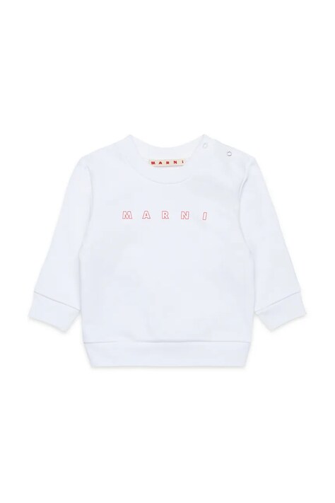 Бавовняна кофта для немовлят Marni MS319B SWEAT-SHIRT колір білий з принтом M01437