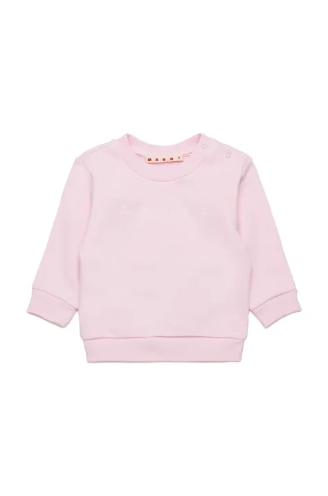 Marni csecsemő melegítőfelső pamutból MS319B SWEAT-SHIRT rózsaszín, nyomott mintás, M01437