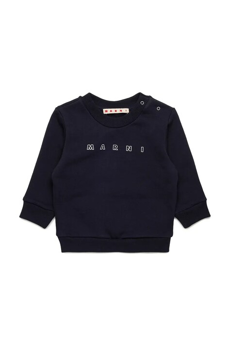 Dětská bavlněná mikina Marni MS319B SWEAT-SHIRT tmavomodrá barva, s potiskem, M01437