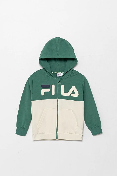 Дитяча кофта Fila LONAY колір зелений з капюшоном з принтом FAK0406