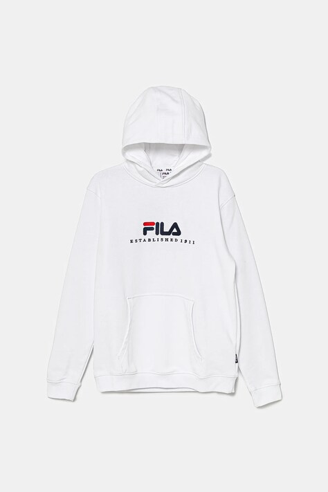 Дитяча кофта Fila LODDIN колір білий з капюшоном з принтом FAT0624