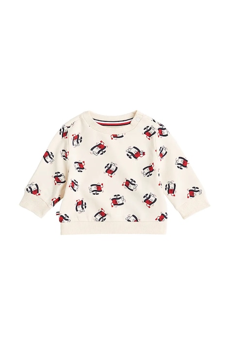 Tommy Hilfiger hanorac de bumbac pentru bebelusi culoarea bej, modelator, KN0KN02029