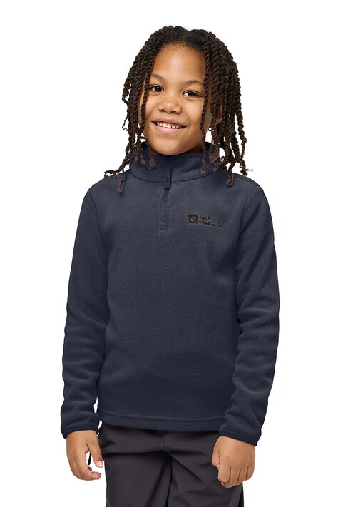Jack Wolfskin hanorac polar pentru copii TAUNUS HALFZIP K culoarea albastru marin, neted, 1605555